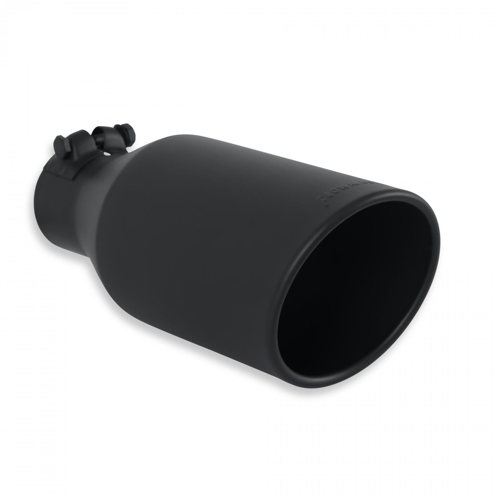Exhaust Tip Exhaust Tip 4.5 Inch Black Angle Cut Fits 2.5 Inch Tubing, 11.00-In Long Clamp On Flowmaster