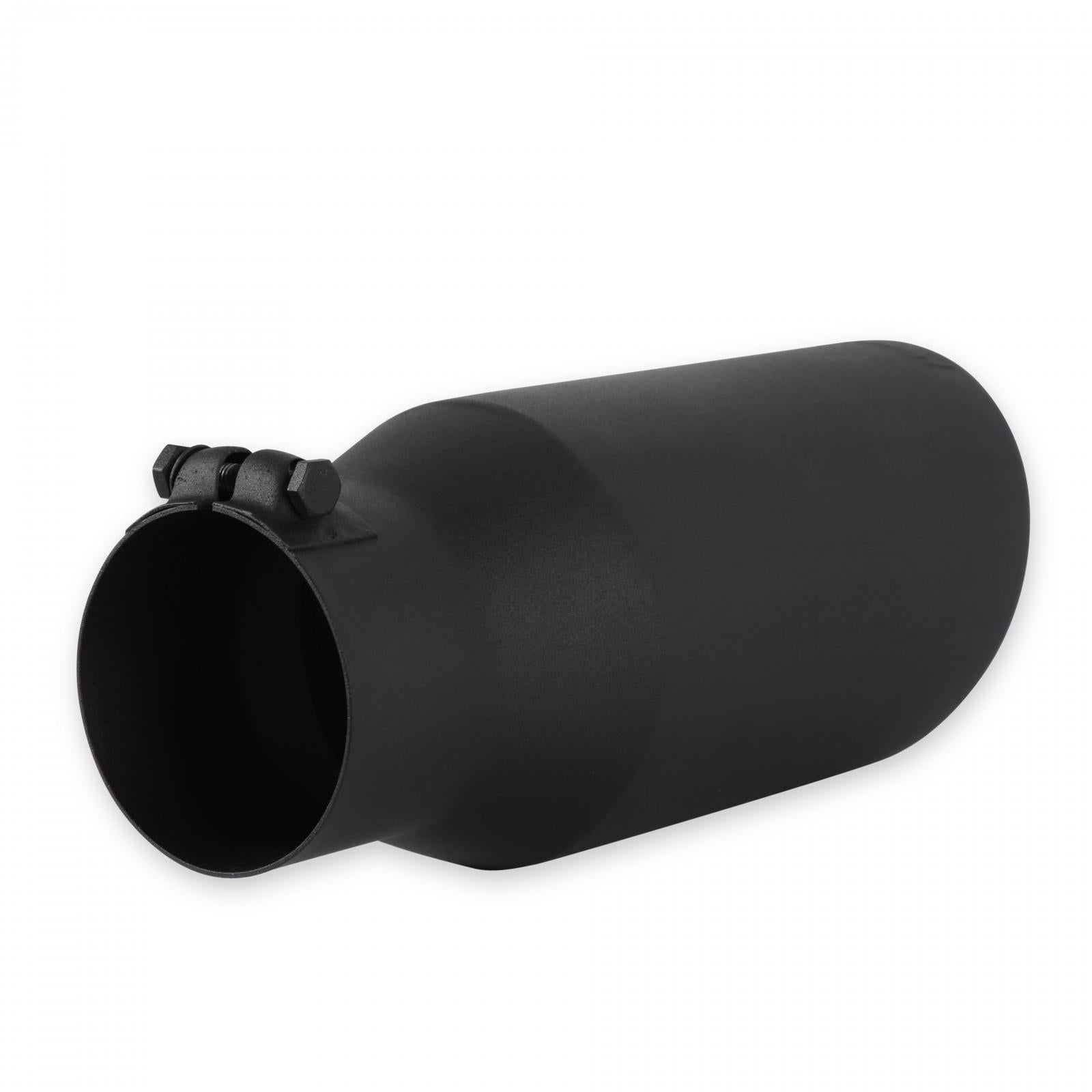 Exhaust Tip Exhaust Tip 5.0 Inch Black Angle Cut Fits 3.5 Inch Tubing, 12.00-In Long Clamp On Flowmaster