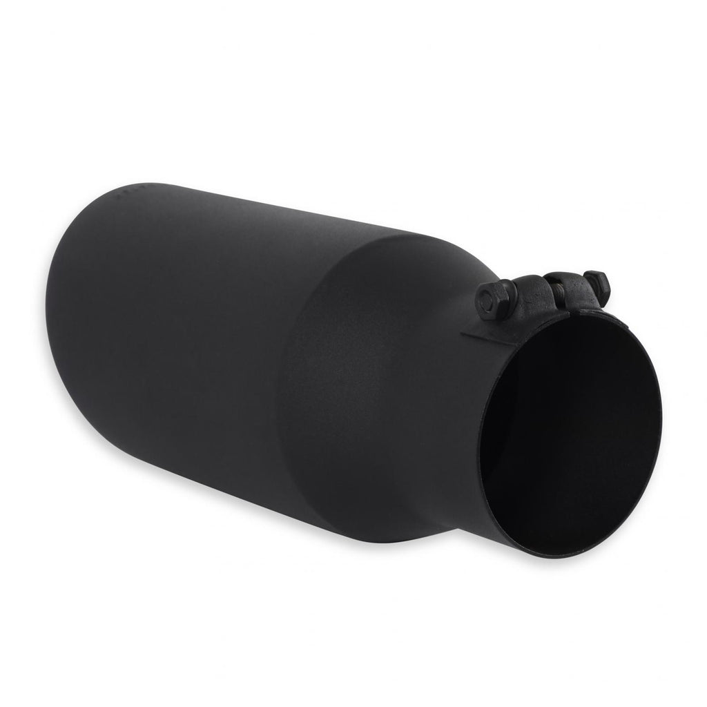Exhaust Tip Exhaust Tip 5.0 Inch Black Angle Cut Fits 3.5 Inch Tubing, 12.00-In Long Clamp On Flowmaster