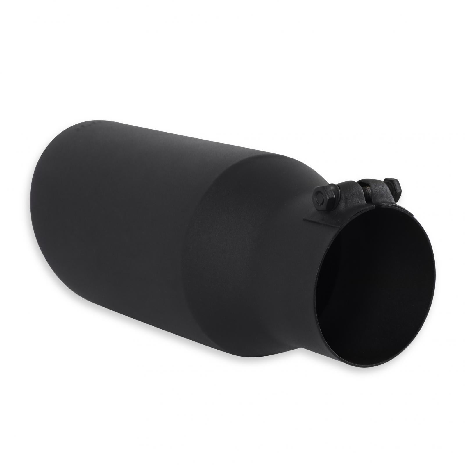Exhaust Tip Exhaust Tip 5.0 Inch Black Angle Cut Fits 3.5 Inch Tubing, 12.00-In Long Clamp On Flowmaster