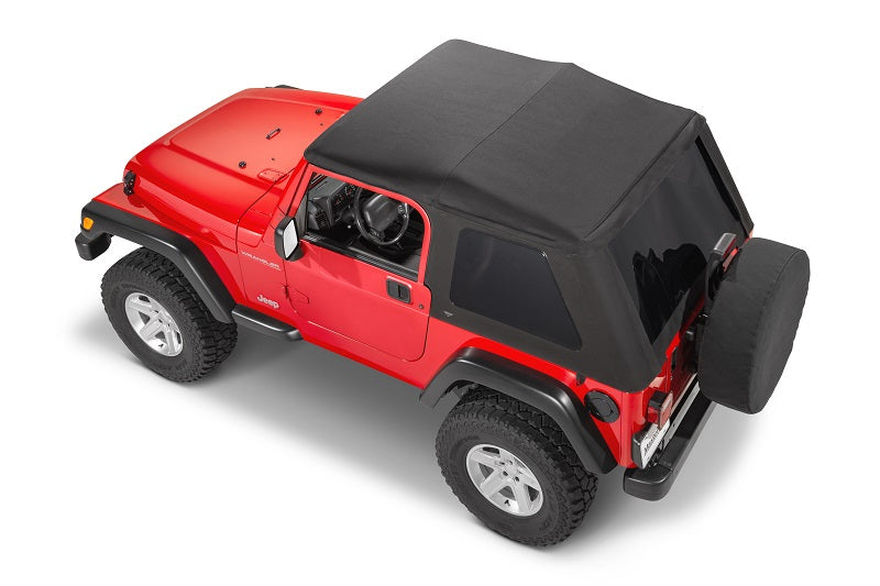 Jeep TJ Fast Back Fabric Replacement Top No Doorskins Tinted Glass 97-06 Jeep Wrangler Black Diamond MasterTop