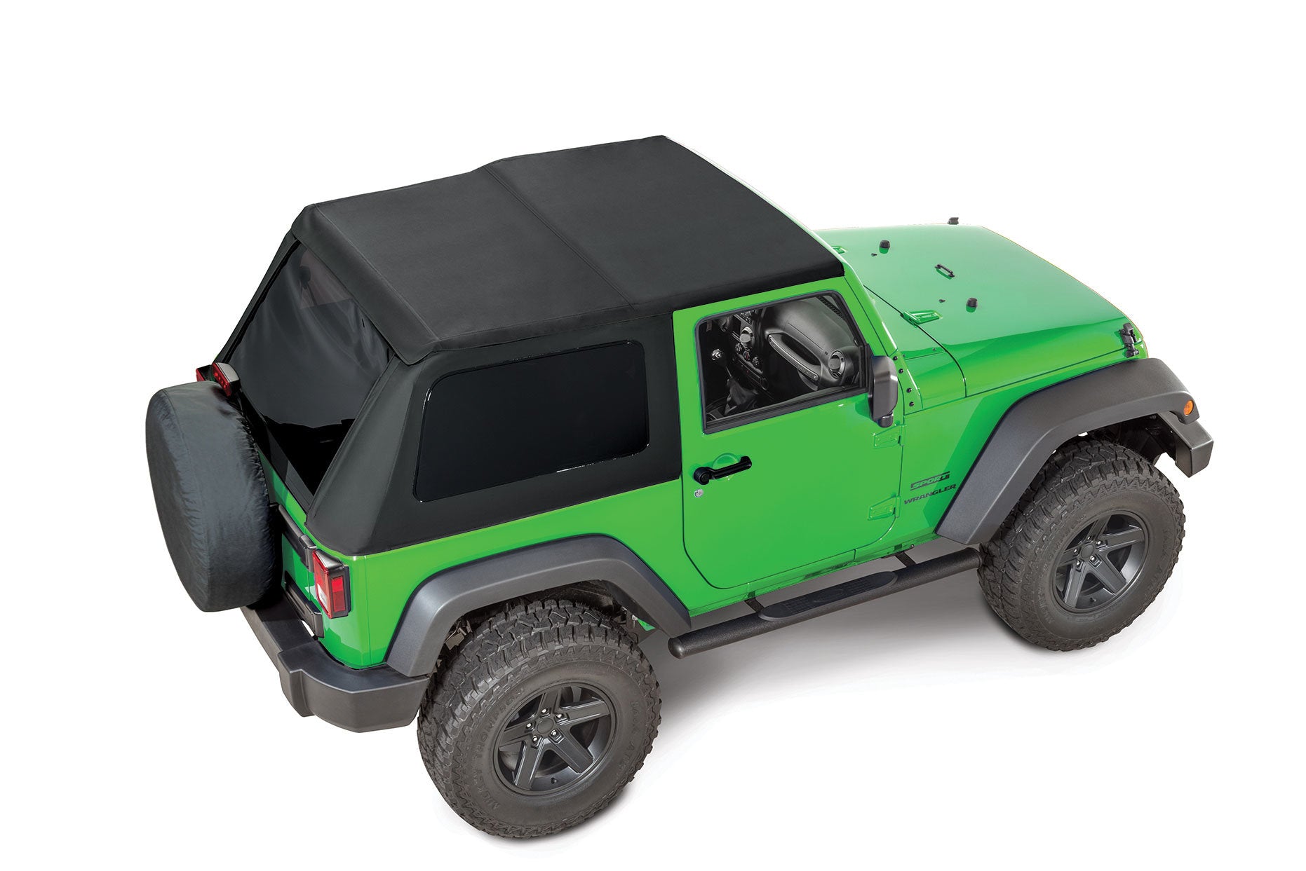 Fast Back Fabric Repl. Top No Doorskins Tinted Glass 07-18 2DR Jeep Wrangler Black Diamond MasterTop