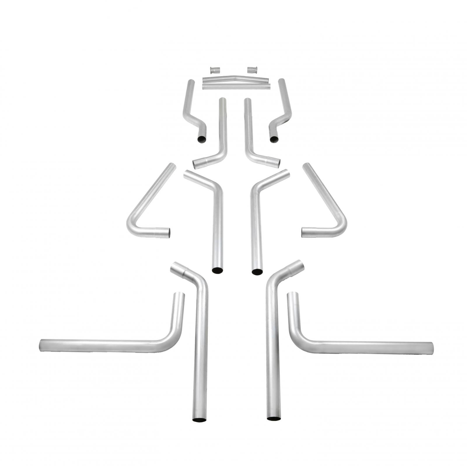 U-Fit Dual Exhaust Kit 16 Pc. Universal Dual Exhaust Tubing Kit 2.25-Inch Mandrel-Bent Aluminized Steel Tubing Flowmaster