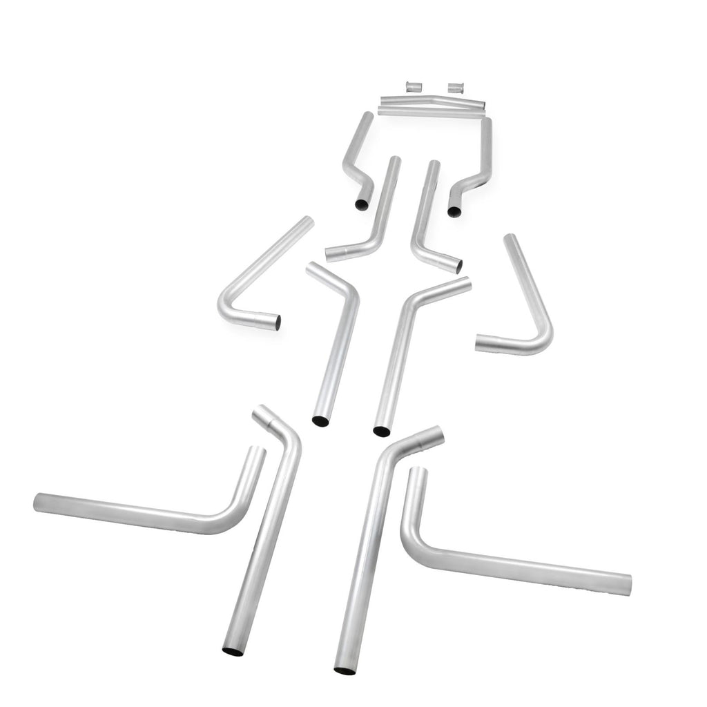 U-Fit Dual Exhaust Kit 16 Pc. Universal Dual Exhaust Tubing Kit 2.25-Inch Mandrel-Bent Aluminized Steel Tubing Flowmaster