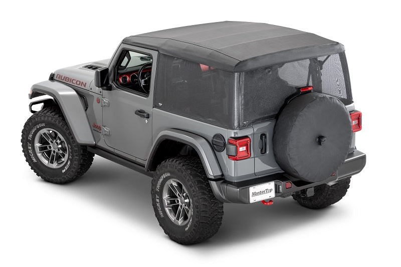 Mesh Trail Screens 2018-2024  2 Dr JL Wrangler with Factory Soft Top 3 piece Kit Black Mesh MasterTop