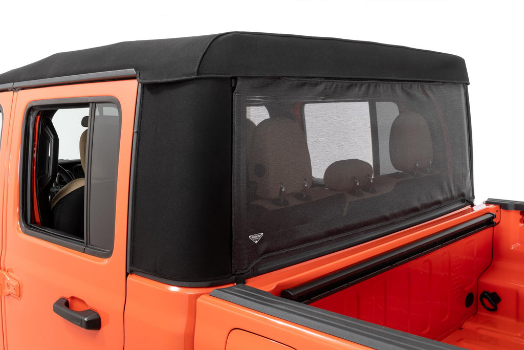Mesh Trail Screen Rear Window 2020-2024  JT Gladiator with Factory Soft Top 1 Piece Kit Black Mesh MasterTop