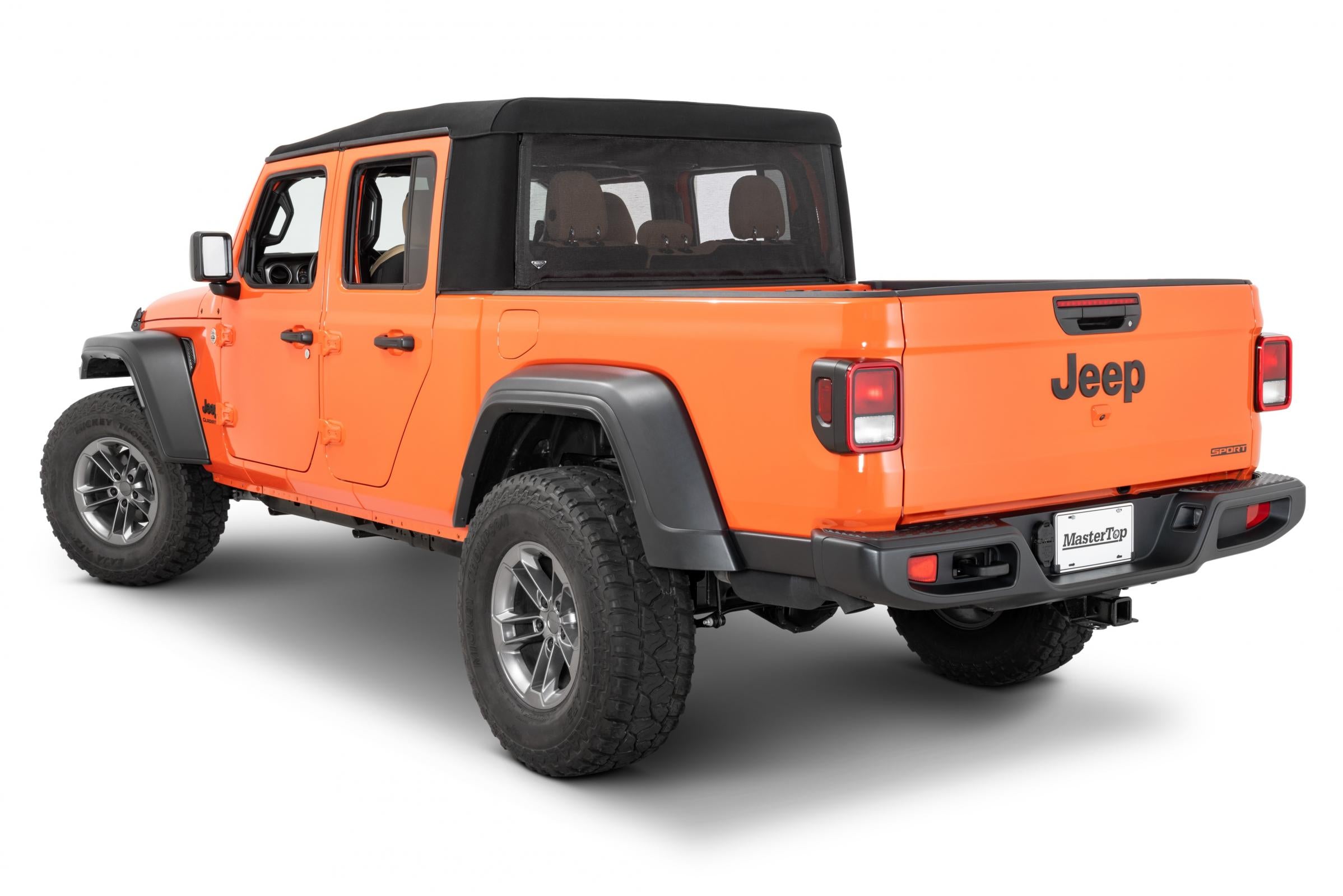 Mesh Trail Screen Rear Window 2020-2024  JT Gladiator with Factory Soft Top 1 Piece Kit Black Mesh MasterTop