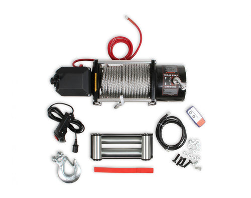 17,000 Lbs 12 Volt Electric Winch w/ Metal Cable & Roller Fairlead Anvil Off-Road