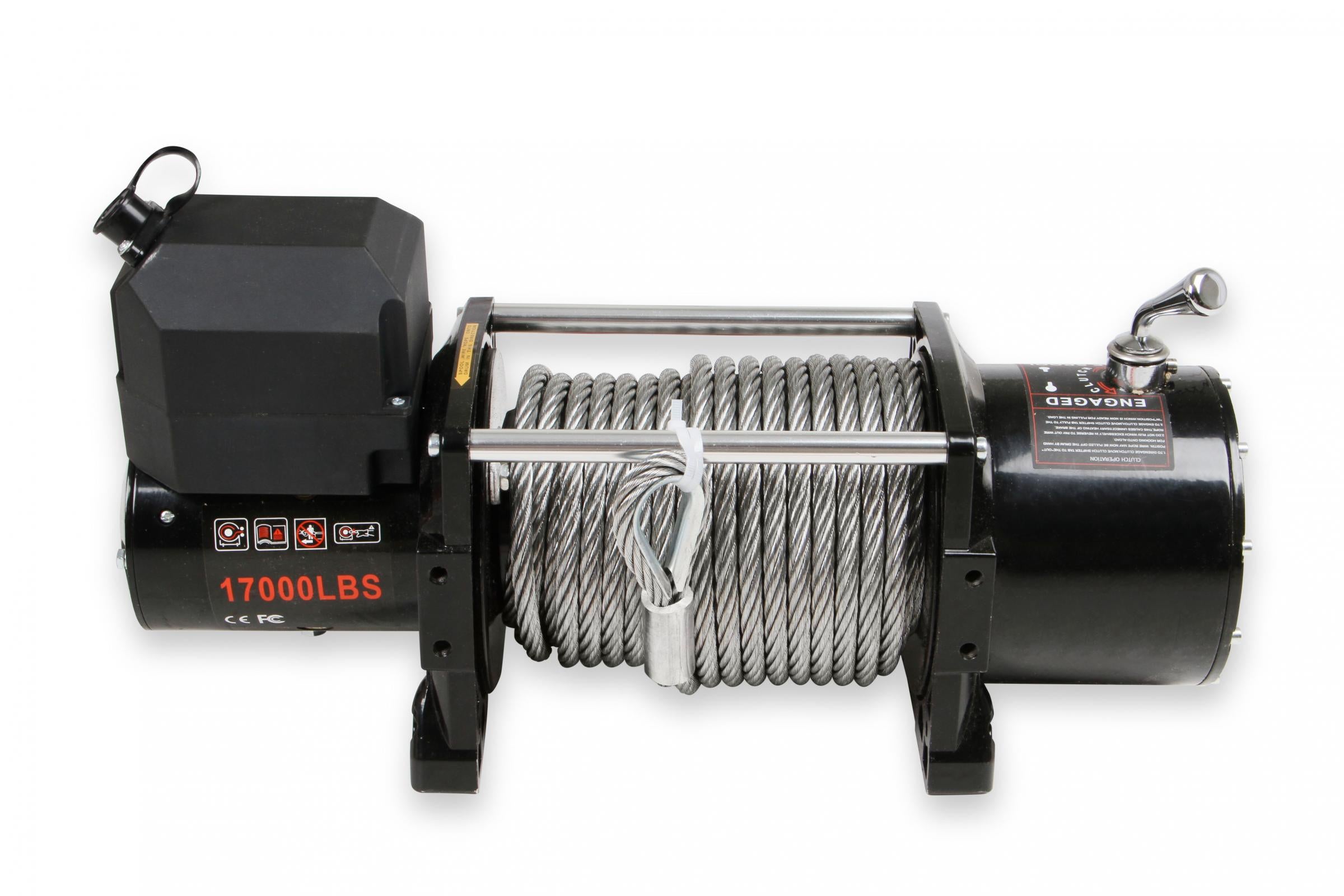 17,000 Lbs 12 Volt Electric Winch w/ Metal Cable & Roller Fairlead Anvil Off-Road