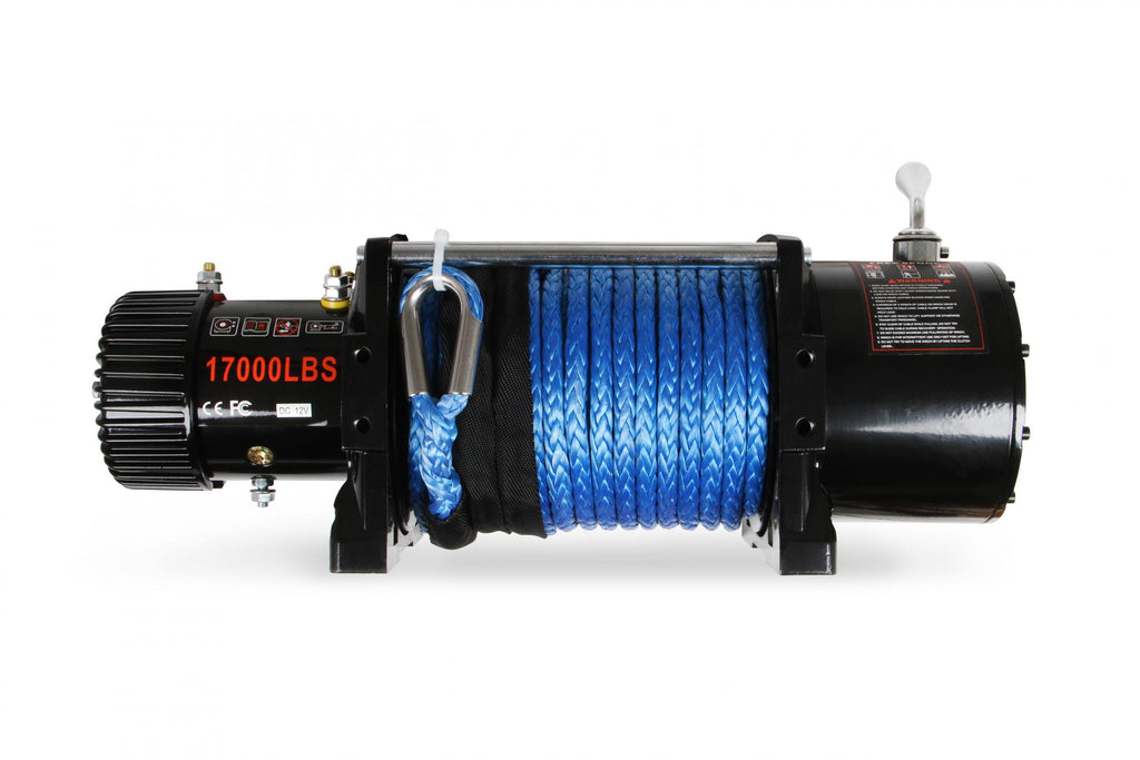 17,000 Lb 12 Volt Electric Winch with Synthetic Rope and Aluminum Fairlead Anvil Off-Road