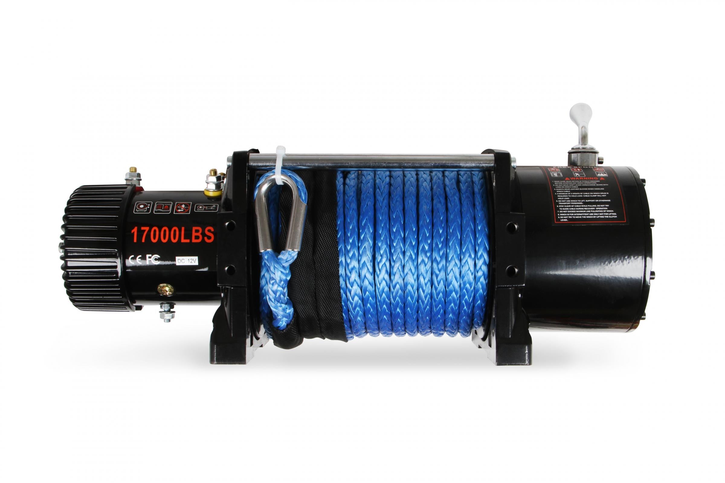 17,000 Lb 12 Volt Electric Winch with Synthetic Rope and Aluminum Fairlead Anvil Off-Road