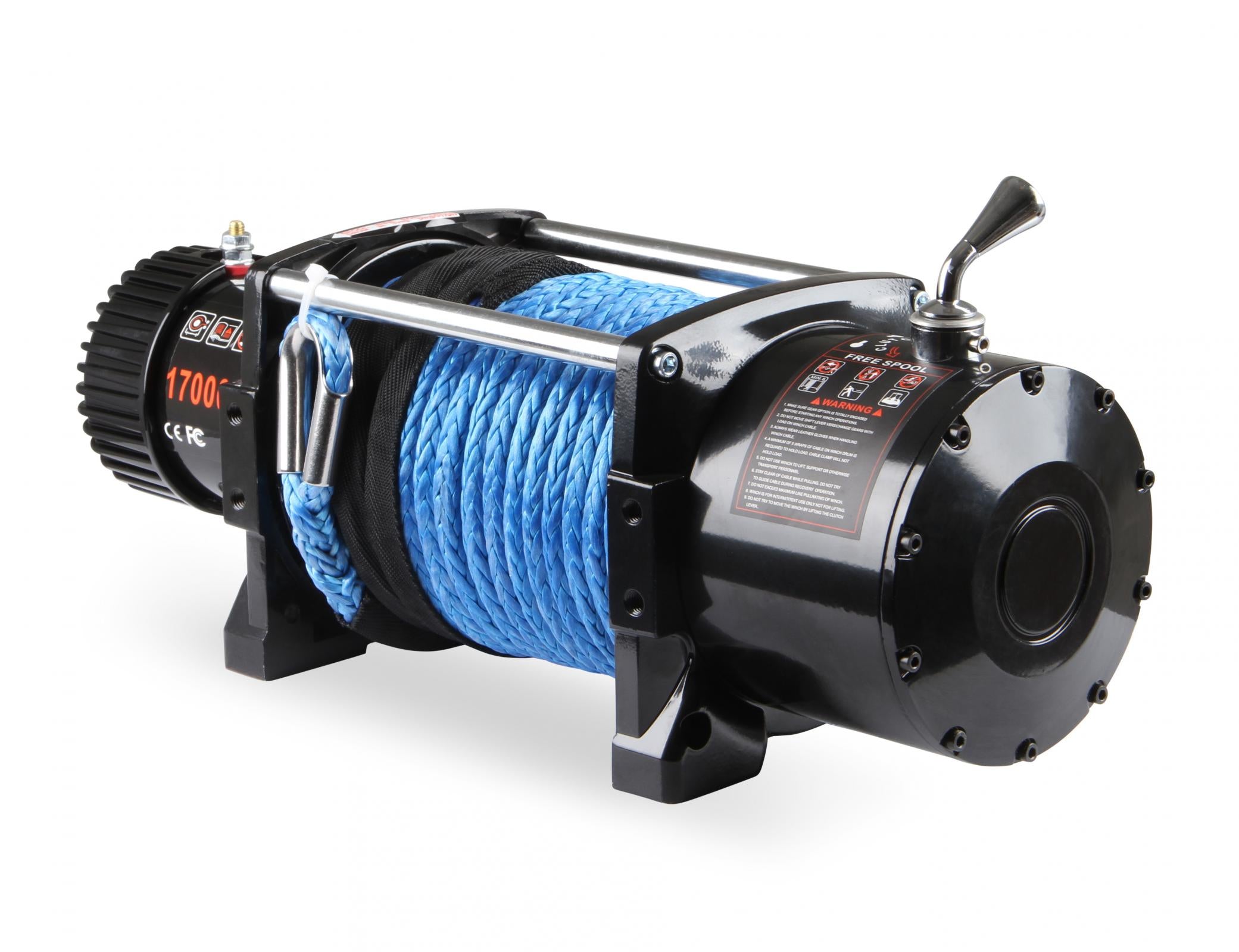 17,000 Lb 12 Volt Electric Winch with Synthetic Rope and Aluminum Fairlead Anvil Off-Road