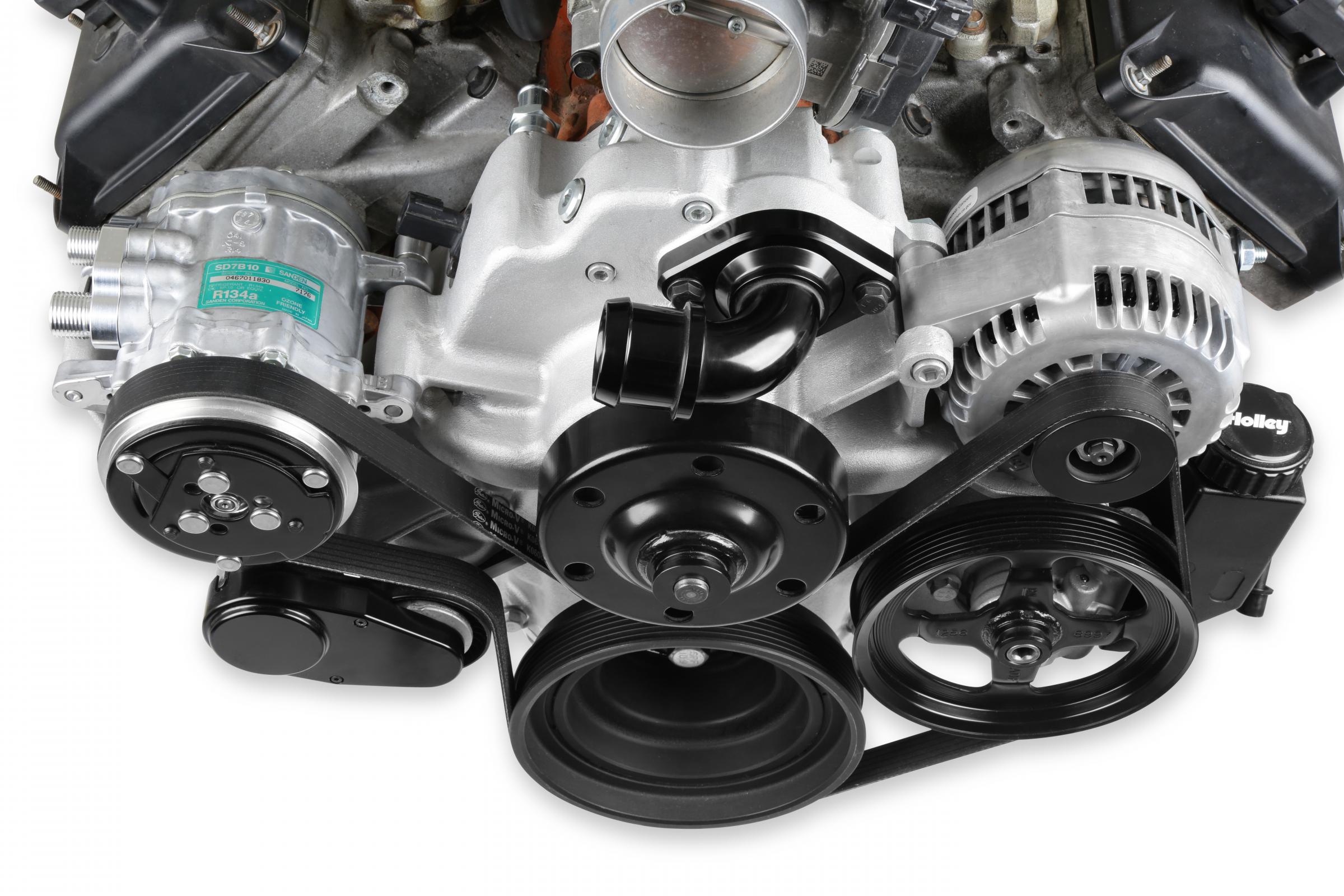 Mid-Mount Complete Accessory System Gen III Hemi Engine Non VVT Fits 2003-2008 5.7L & 2005-2010 6.1L Engines Natural Cast Finish Factory Style Damper Holley