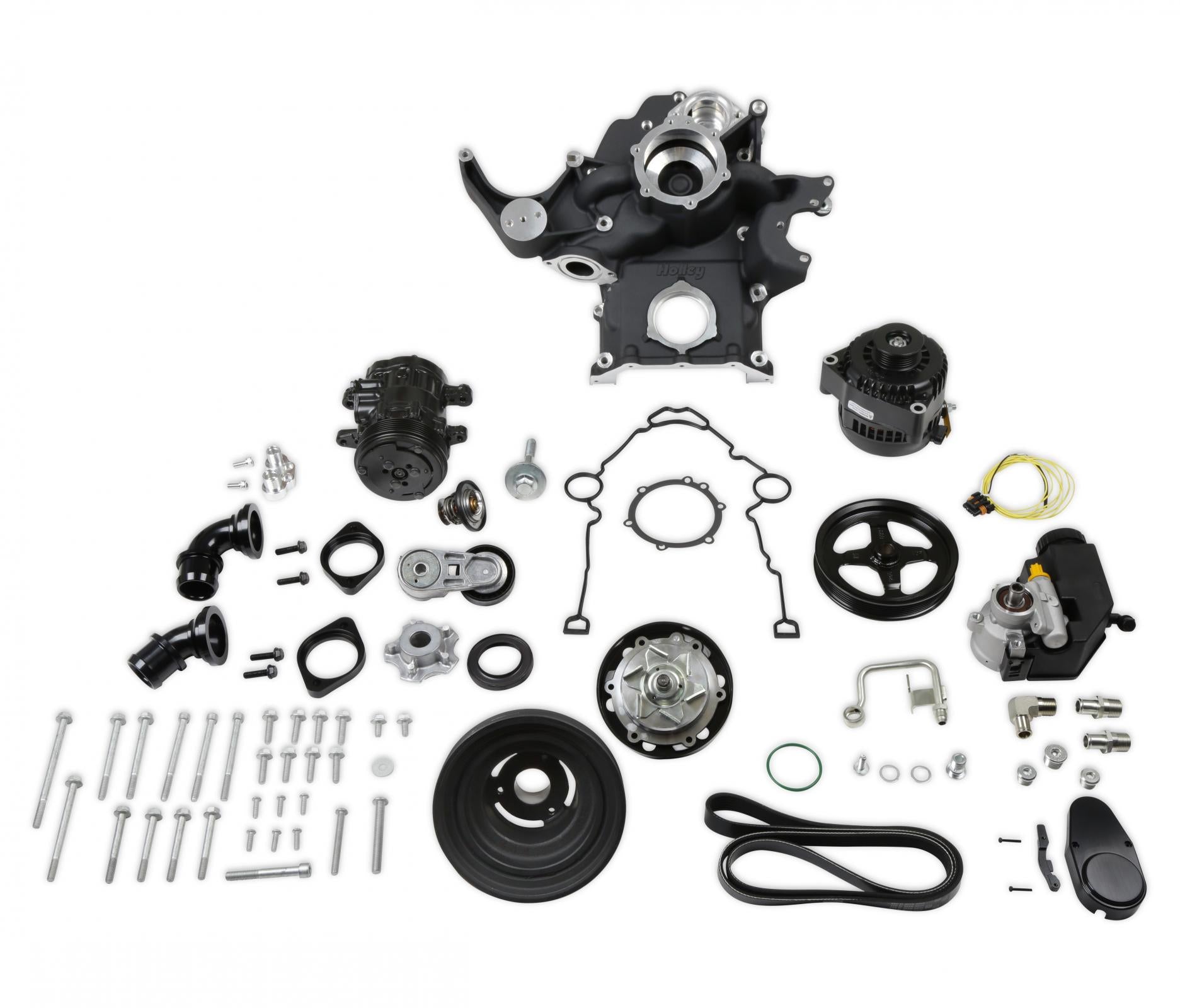 Black Mid-Mount Complete Accessory System Gen III Hemi Engine VVT Fits 2009 & Up 5.7L & 2011 & Up 6.4L Engines Black Finish Factory Style Damper Holley