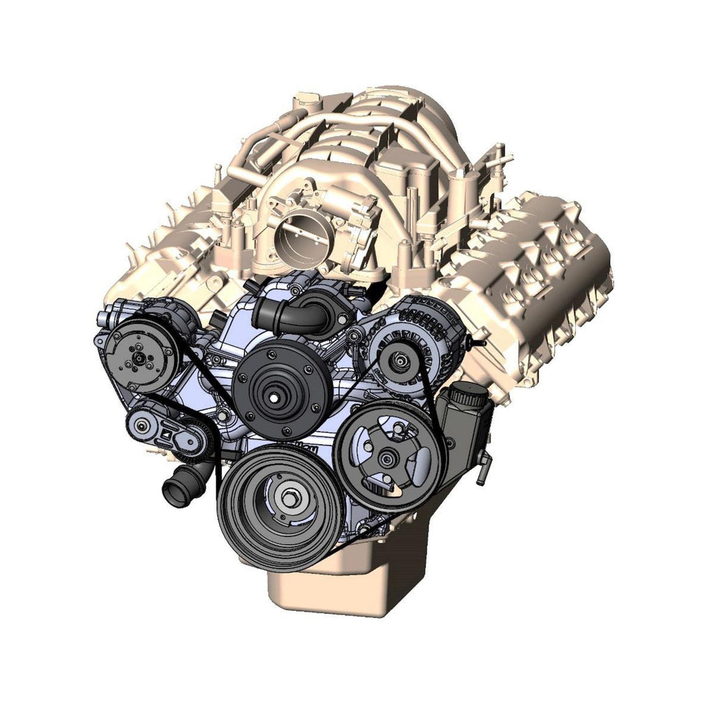 Premium Mid-Mount Complete Accessory System Gen III Hemi Engine Non VVT Fits 2003-2008 5.7L & 2005-2010 6.1L Engines Natural Cast Finish SFI Certified Damper with Billet Aluminum Pulley Holley