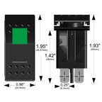 Rocker Switch On/Off 5 Pin Green Bulldog Winch