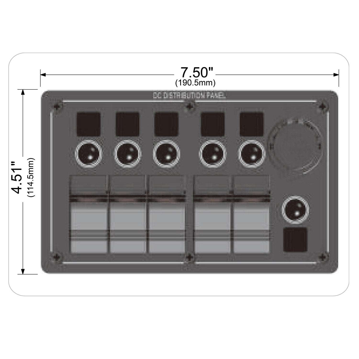 5-Switch Voltmeter Panel W/Breakers Black Bulldog Winch