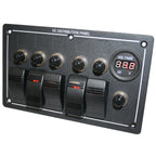 5-Switch Voltmeter Panel W/Breakers Black Bulldog Winch