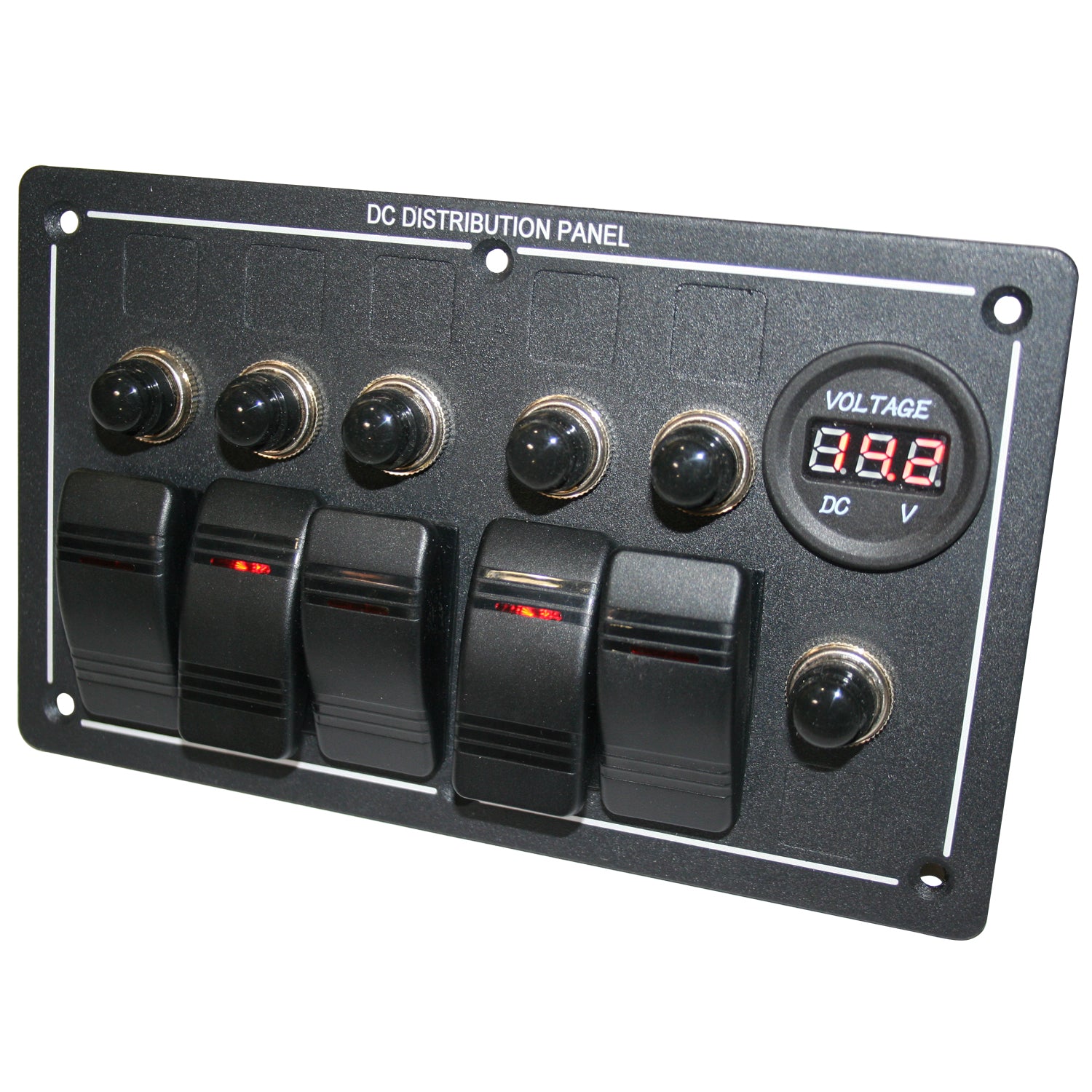 5-Switch Voltmeter Panel W/Breakers Black Bulldog Winch