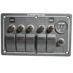 5-Switch Voltmeter Panel W/Breakers Black Bulldog Winch