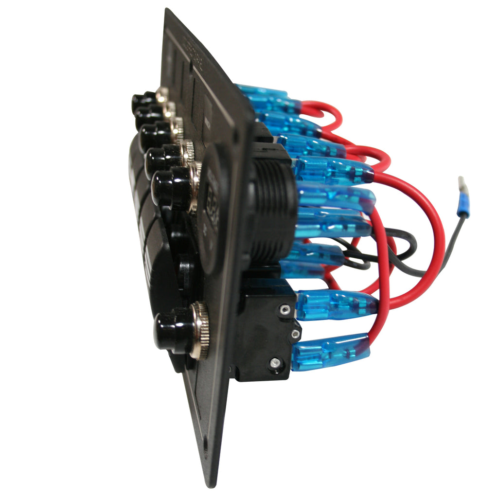5-Switch Voltmeter Panel W/Breakers Black Bulldog Winch