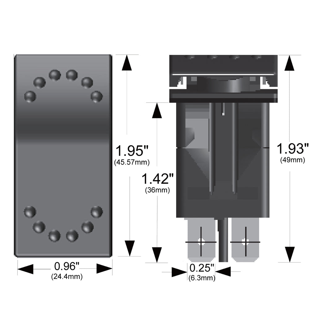 Rocker Switch - Momentary On/Off 4-Pin Black Bulldog Winch