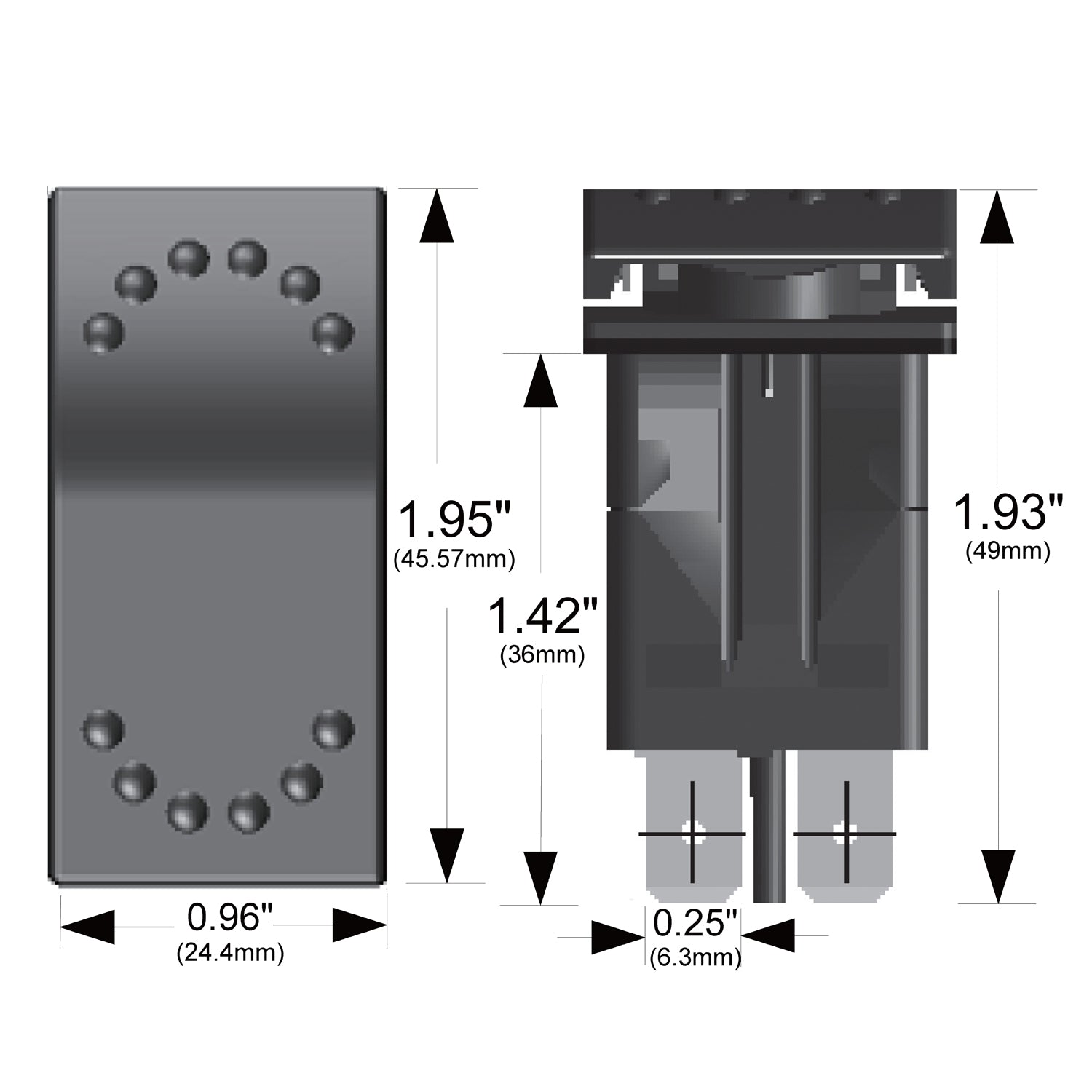 Rocker Switch - Momentary On/Off 4-Pin Black Bulldog Winch