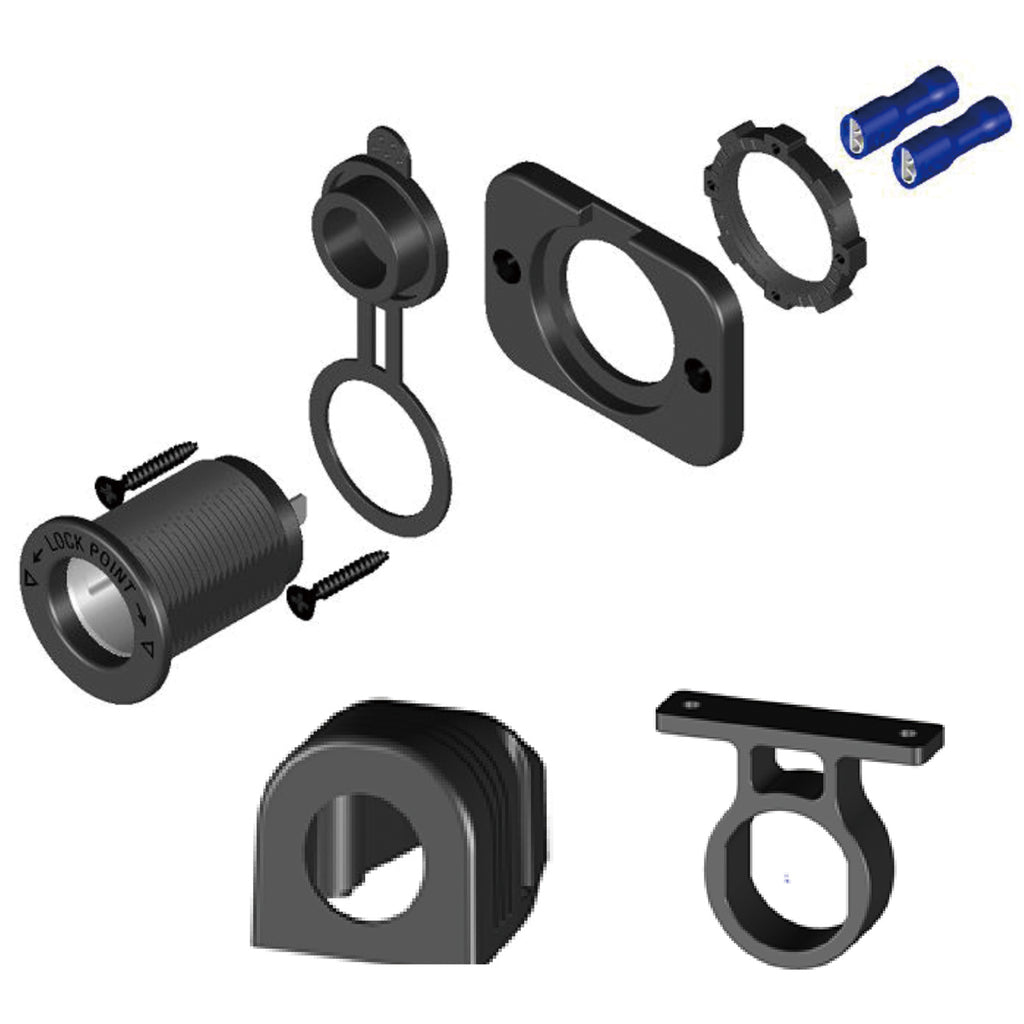 12v Power Socket 20A W/Cover and 3 Mounting Brackets Bulldog Winch