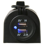 USB Power Socket Dual 5V 1A and 2.1A W/Cover and 3 Mounting Brackets Bulldog Winch
