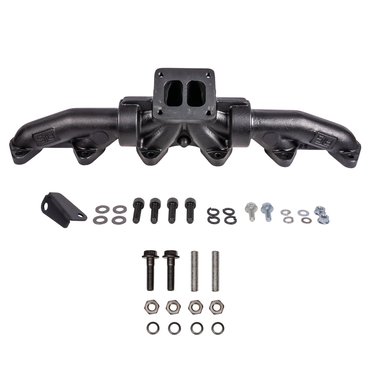 Pulse Flow Exhaust Manifold Kit Fits 98.5-2002 5.9L 24V Cummins 3-Pc T3 With Turbo Flange Hardware ATS