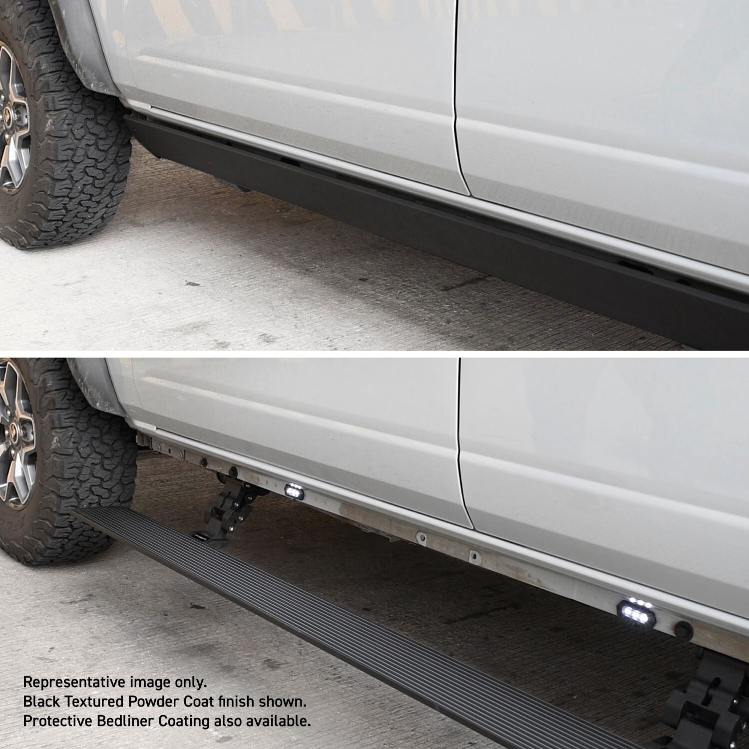 RealTruck VoltStep Electric Running Board Kit Protective Bedliner Coating 2021-2025 Ford Bronco 4 Door Go Rhino