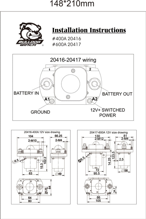Solenoid 600 Amp Bulldog Winch