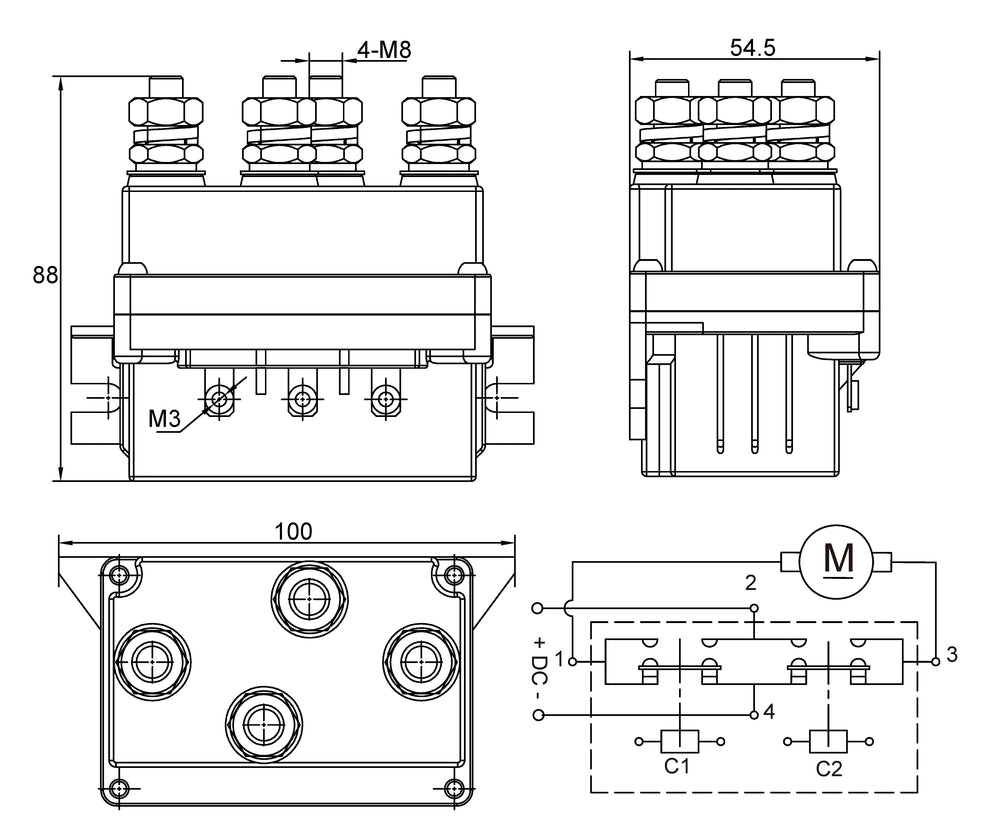 500A Contactor Replacement for 10057x 10063x Bulldog Winch