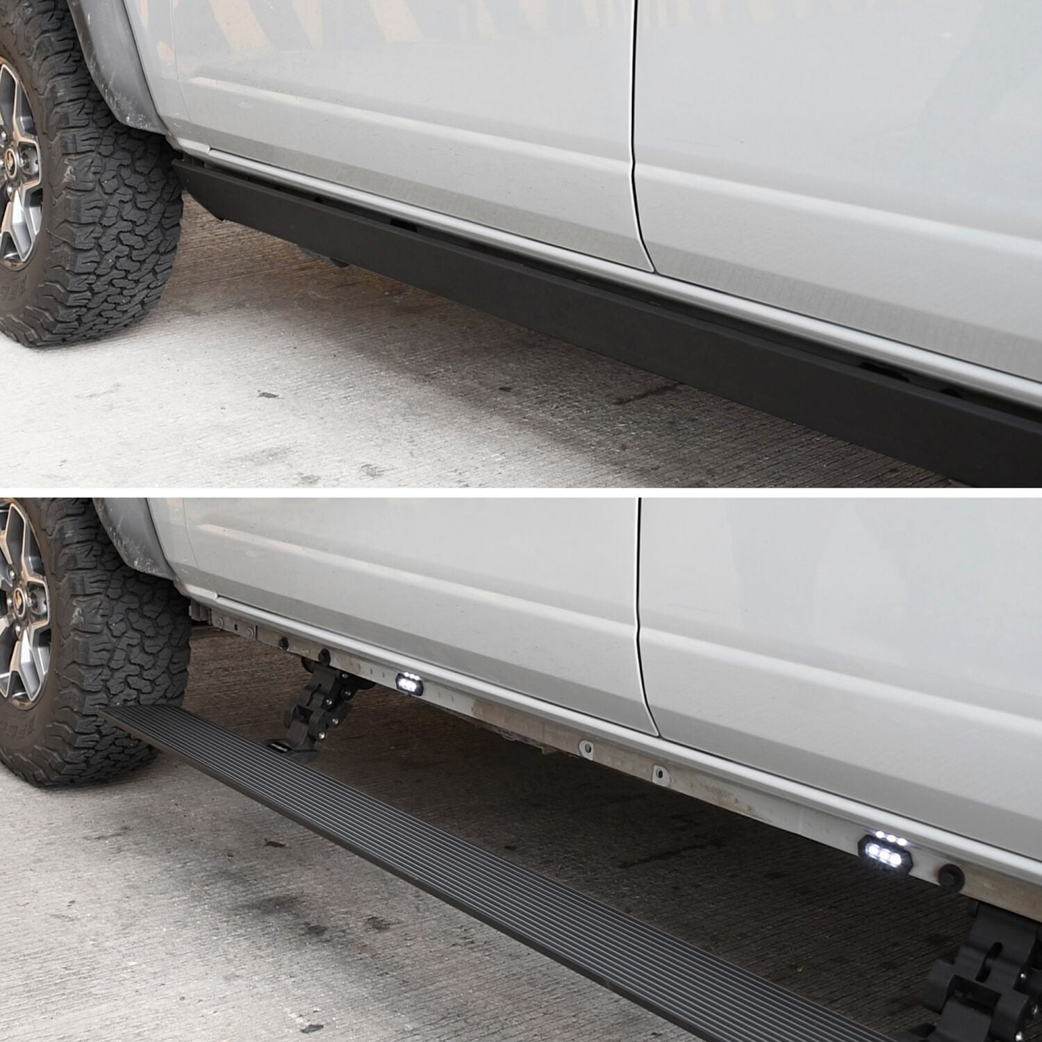 RealTruck VoltStep Electric Running Board Kit Textured Black 2007-2021 Toyota Tundra Crew Cab Go Rhino