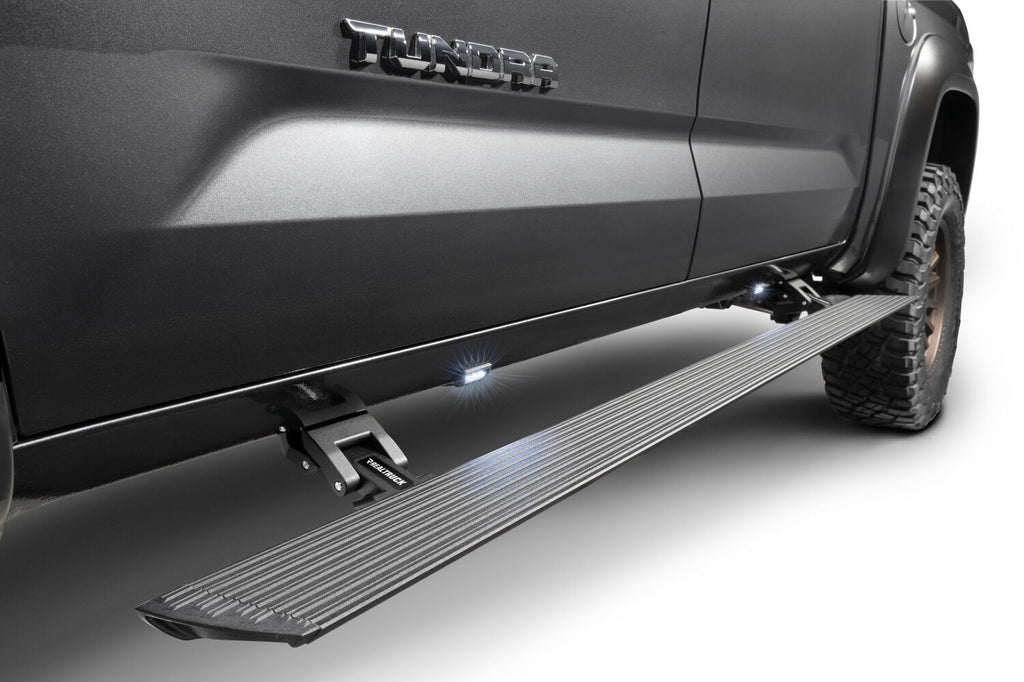 RealTruck VoltStep Electric Running Board Kit Textured Black 2022-2026 Toyota Tundra 4 Door Double Cab Go Rhino