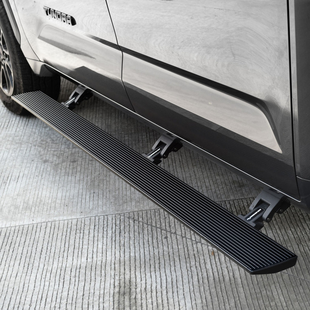 RealTruck VoltStep Electric Running Board Kit Textured Black 2022-2026 Toyota Tundra 4 Door CrewMax Cab Go Rhino