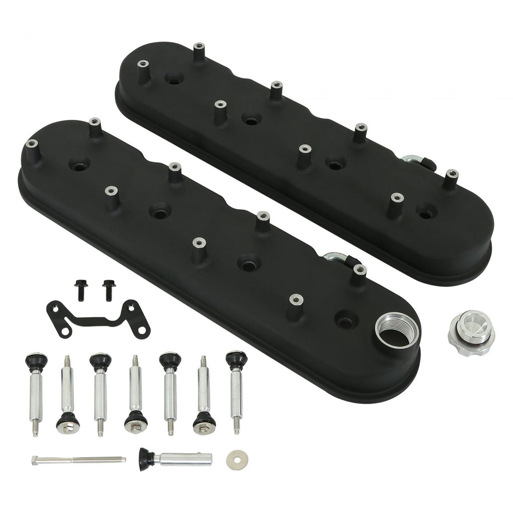 Tall LS Valve Covers Satin Black Tall LS Valve Covers W/ Coil Mounting Posts, Cast Aluminum Satin Black Finish Holley