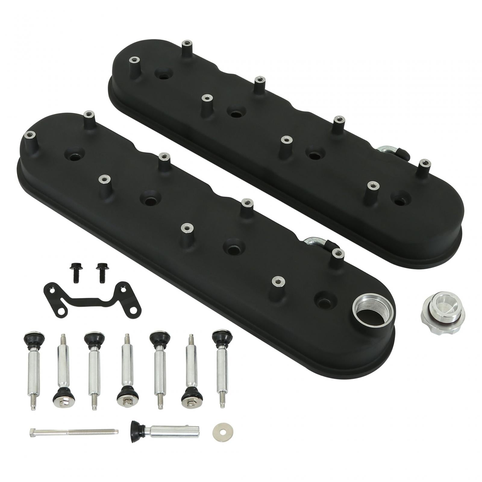 Tall LS Valve Covers Satin Black Tall LS Valve Covers W/ Coil Mounting Posts, Cast Aluminum Satin Black Finish Holley