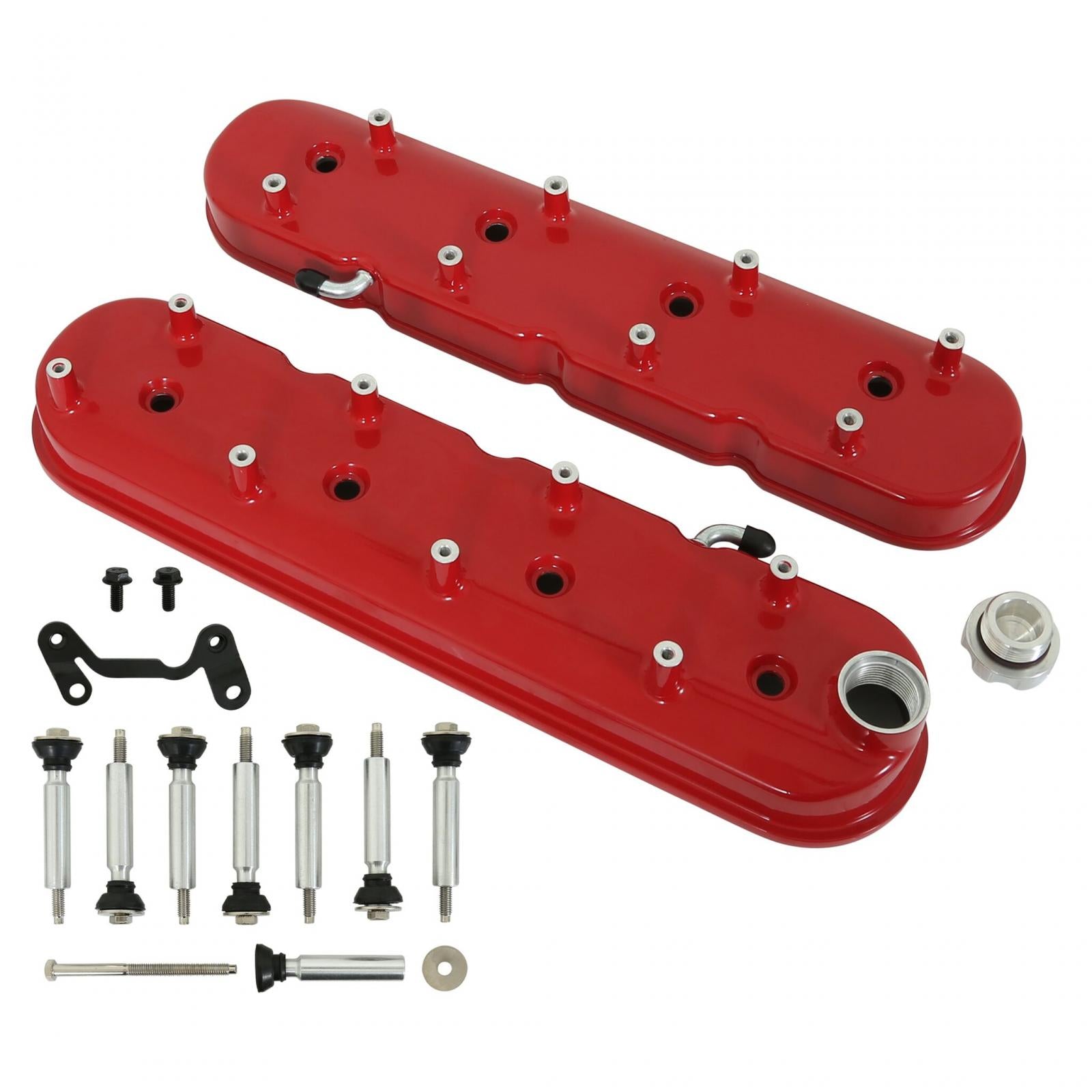 Tall LS Valve Covers Gloss Red Tall LS Valve Covers W/ Coil Mounting Posts, Cast Aluminum Gloss Red Holley
