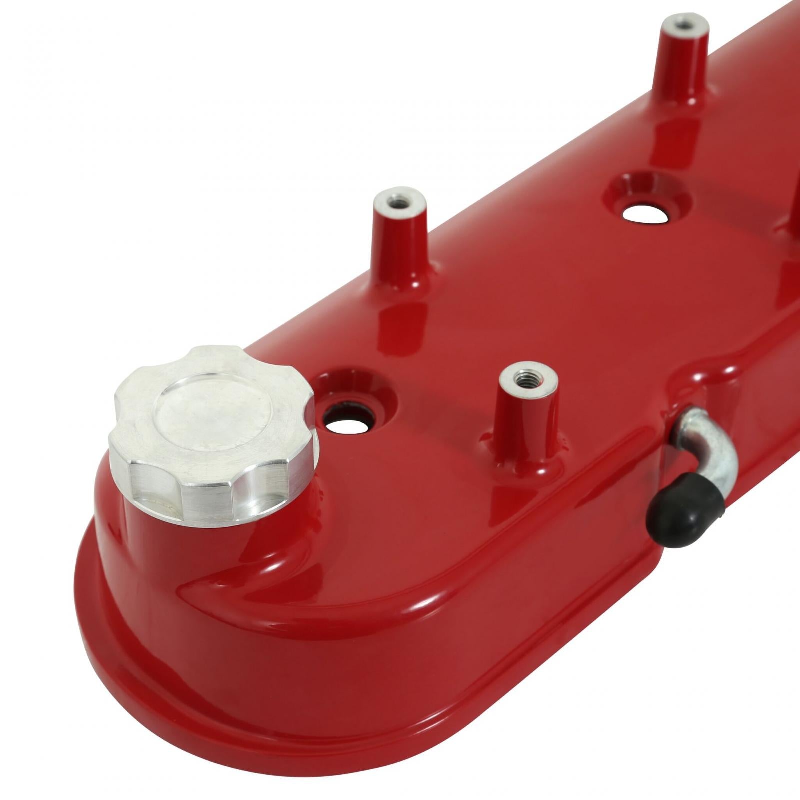 Tall LS Valve Covers Gloss Red Tall LS Valve Covers W/ Coil Mounting Posts, Cast Aluminum Gloss Red Holley