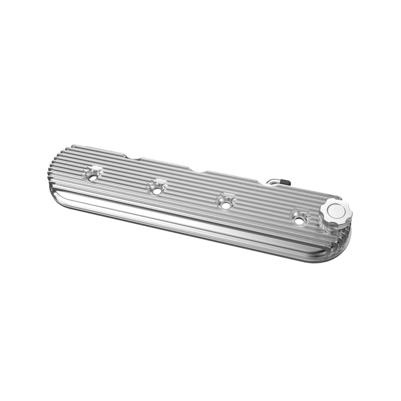 Vintage Series Finned LS Valve Covers, Standard Height Polished Vintage Series Standard Height LS Valve Covers, Cast Aluminum Polished Finish Holley