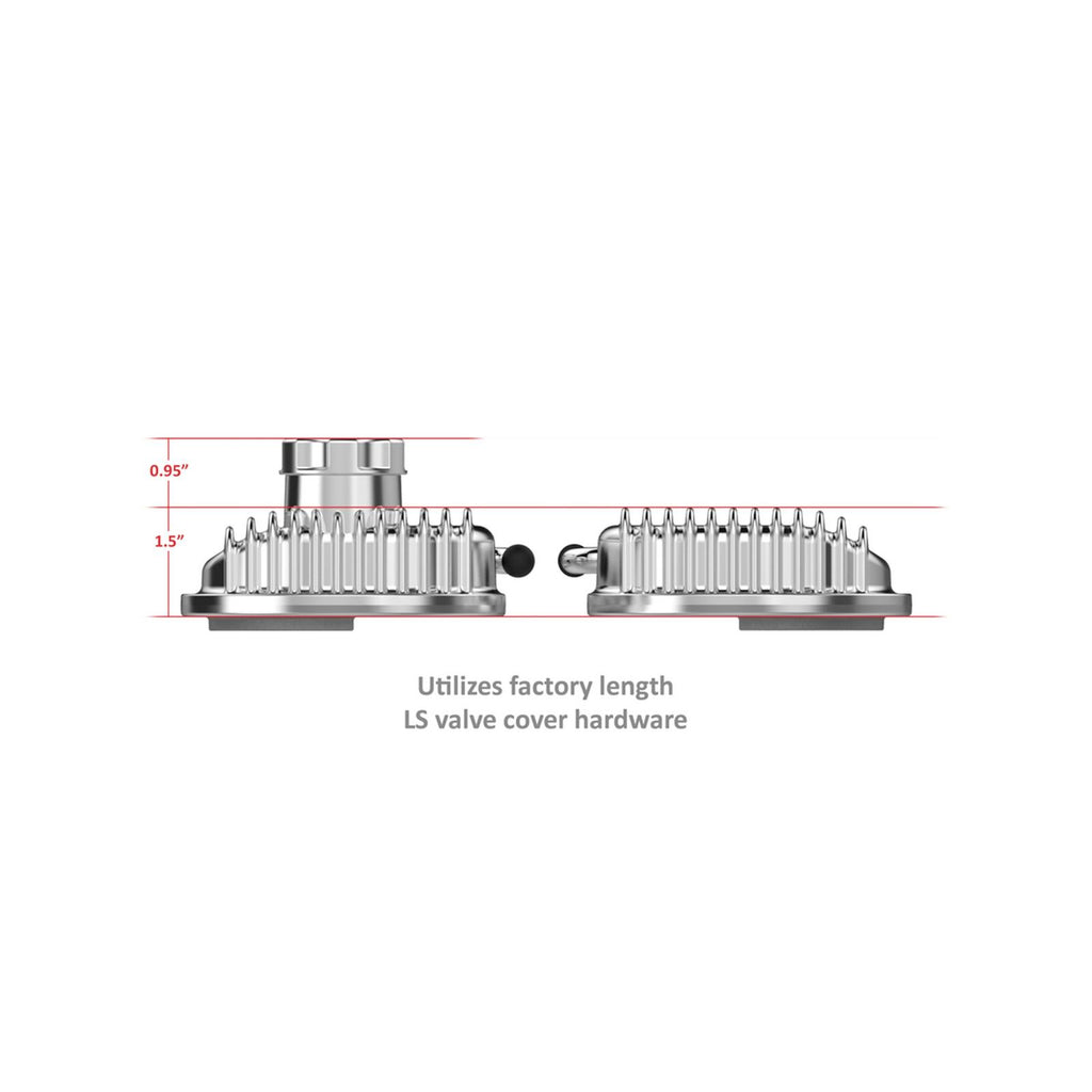Vintage Series Finned LS Valve Covers, Standard Height Polished Vintage Series Standard Height LS Valve Covers, Cast Aluminum Polished Finish Holley