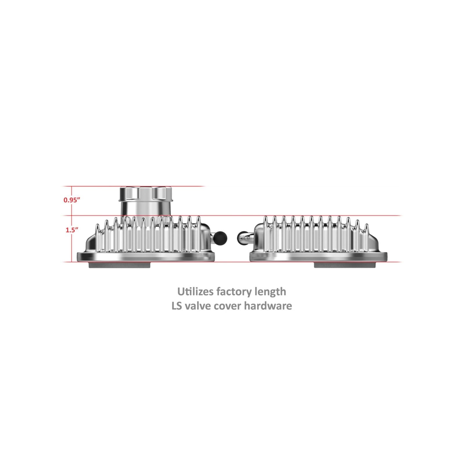 Vintage Series Finned LS Valve Covers, Standard Height Polished Vintage Series Standard Height LS Valve Covers, Cast Aluminum Polished Finish Holley