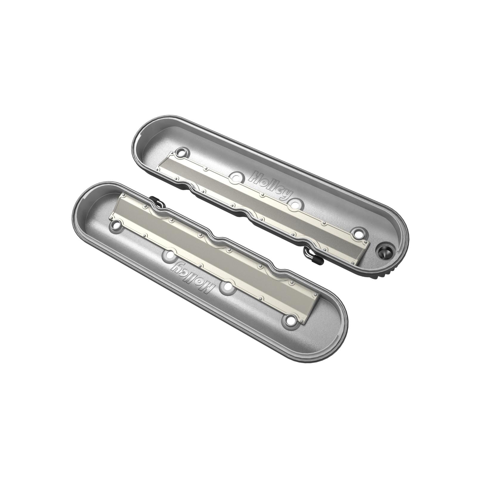 Vintage Series Finned LS Valve Covers, Standard Height Polished Vintage Series Standard Height LS Valve Covers, Cast Aluminum Polished Finish Holley