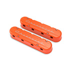 2-Piece Chevrolet Script Valve Cover Gen III/iv LS Factory Orange Machined Chevrolet Gen III/iv LS Cast Aluminum Coil-Mounting Base & Integrated Coil Cover Holley