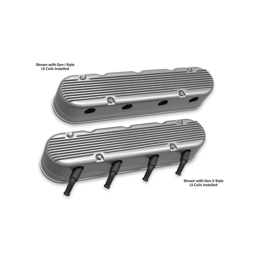 2-Piece Finned Valve Cover Gen III/iv LS Natural Chevrolet Gen III/iv LS Cast Aluminum Coil-Mounting Base & Integrated Coil Cover Holley