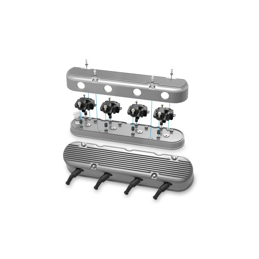 2-Piece Finned Valve Cover Gen III/iv LS Natural Chevrolet Gen III/iv LS Cast Aluminum Coil-Mounting Base & Integrated Coil Cover Holley