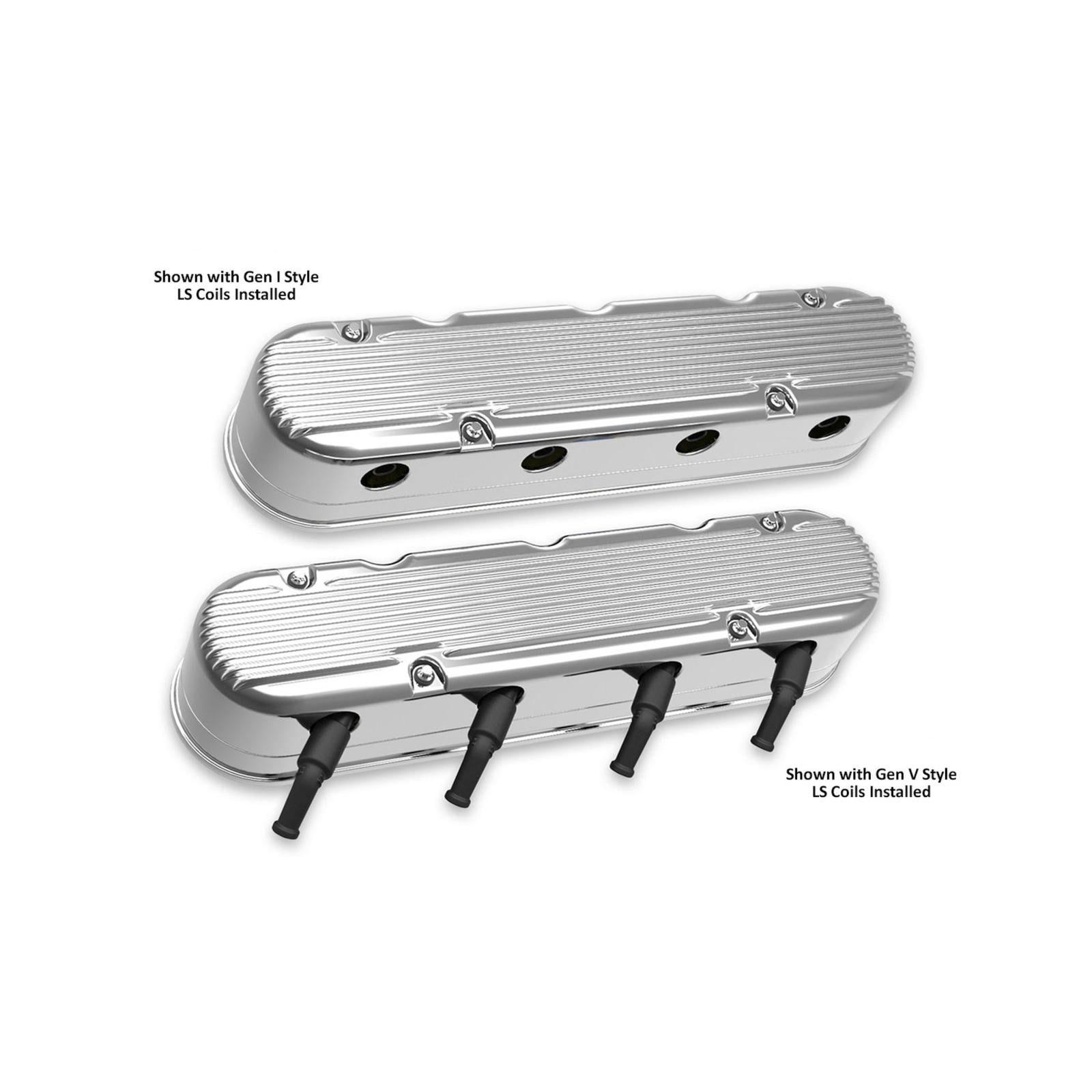 2-Piece Finned Valve Cover Gen III/iv LS Polished Chevrolet Gen III/iv LS Cast Aluminum Coil-Mounting Base & Integrated Coil Cover Holley