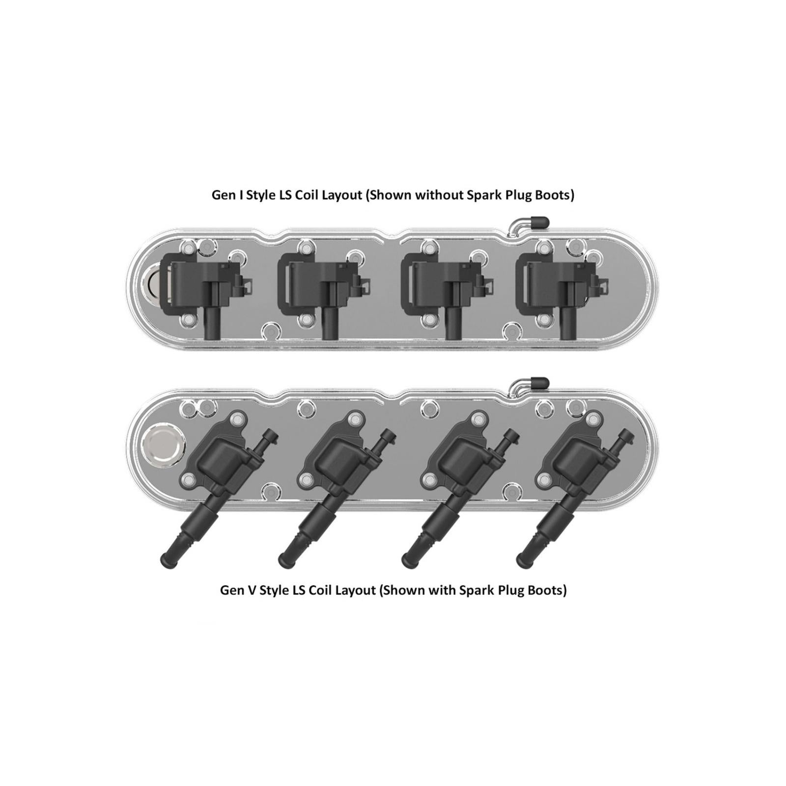 2-Piece Finned Valve Cover Gen III/iv LS Polished Chevrolet Gen III/iv LS Cast Aluminum Coil-Mounting Base & Integrated Coil Cover Holley
