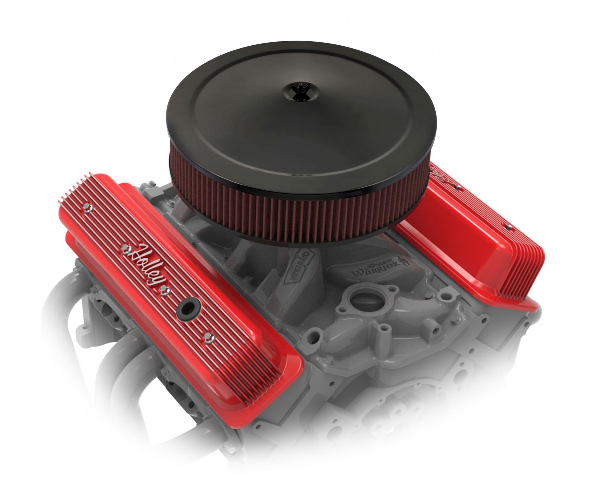 Vintage Finned Valve Cover Script SBC Center Bolt Gloss Red Machined Small Block Chevrolet ZZ6/Vortec Center Bolt Valve Cover Emissions Provision Holley